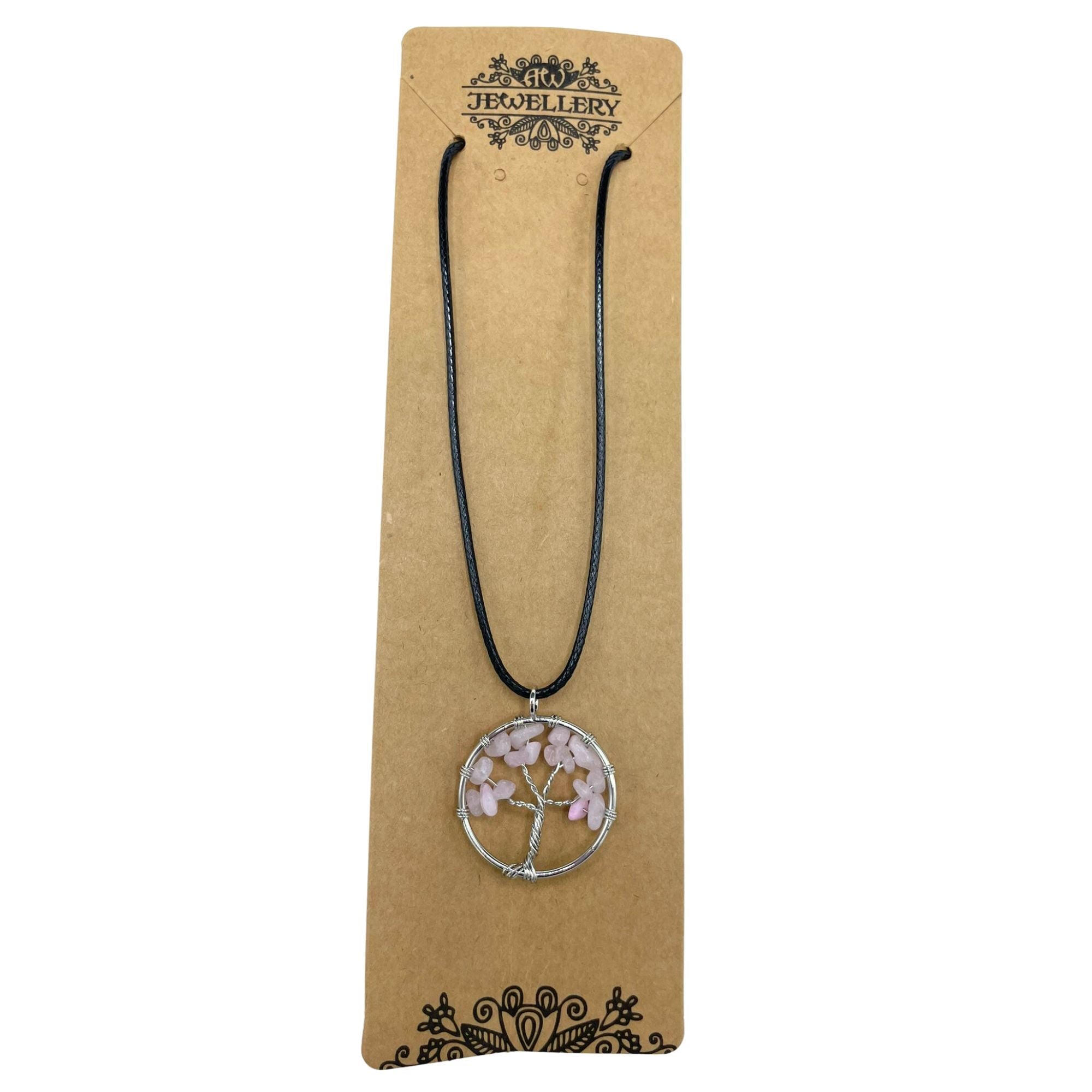 Tree of Life Pendant in Rose Quartz with Elegant Design