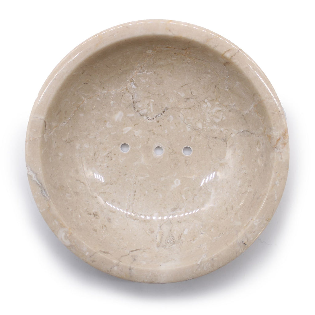 Elegant Round Honey Marble Soap Dish for Stylish Bathroom Decor