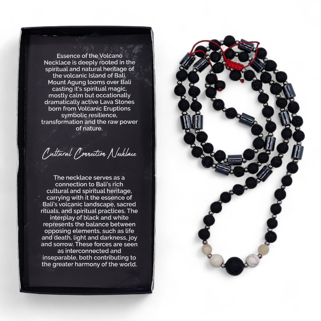 Essence of the Volcano Necklace with Black Lava and Howlite Stones