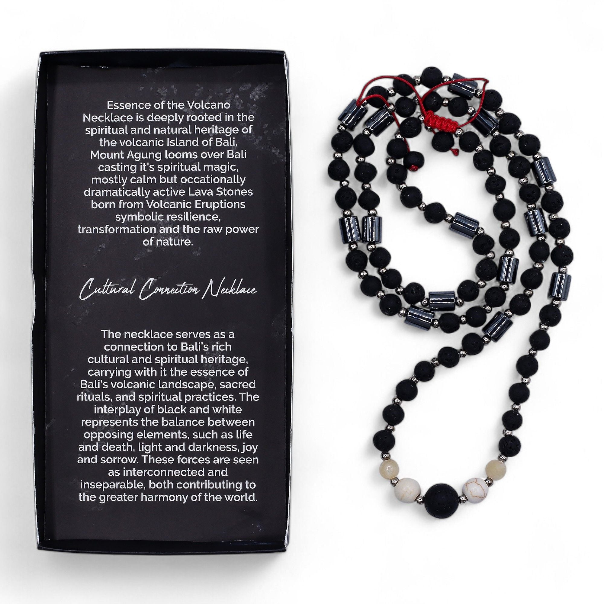 Essence of the Volcano Necklace with Black Lava and Howlite Stones
