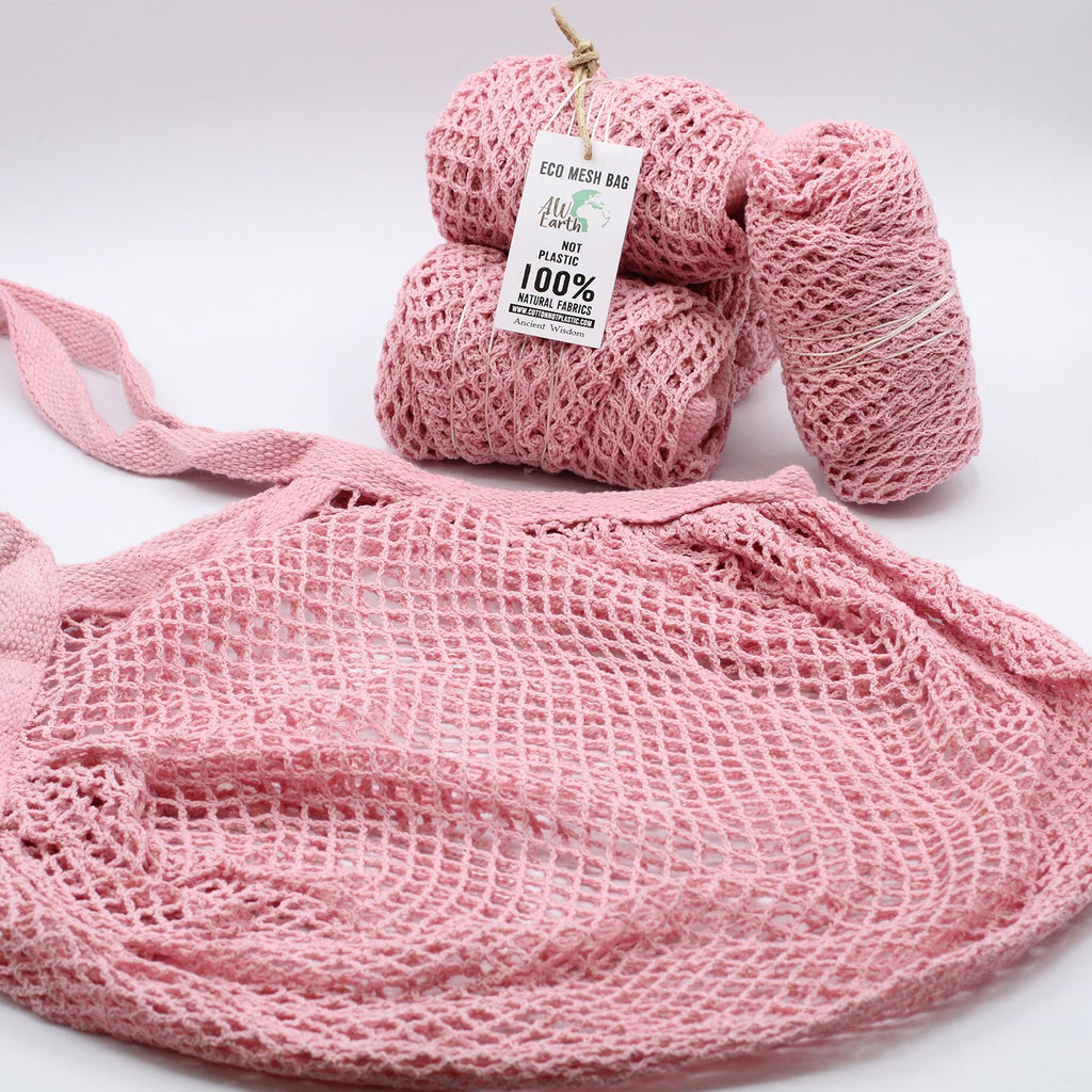 Pure Cotton Mesh Bag in Rose for Stylish Everyday Use