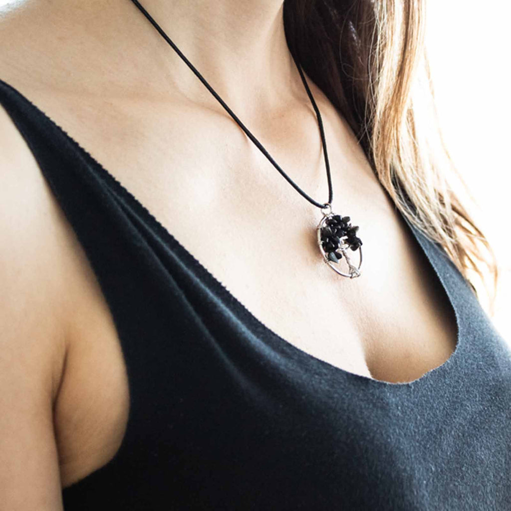 Tree of Life Pendant in Black Agate for Stylish Elegance