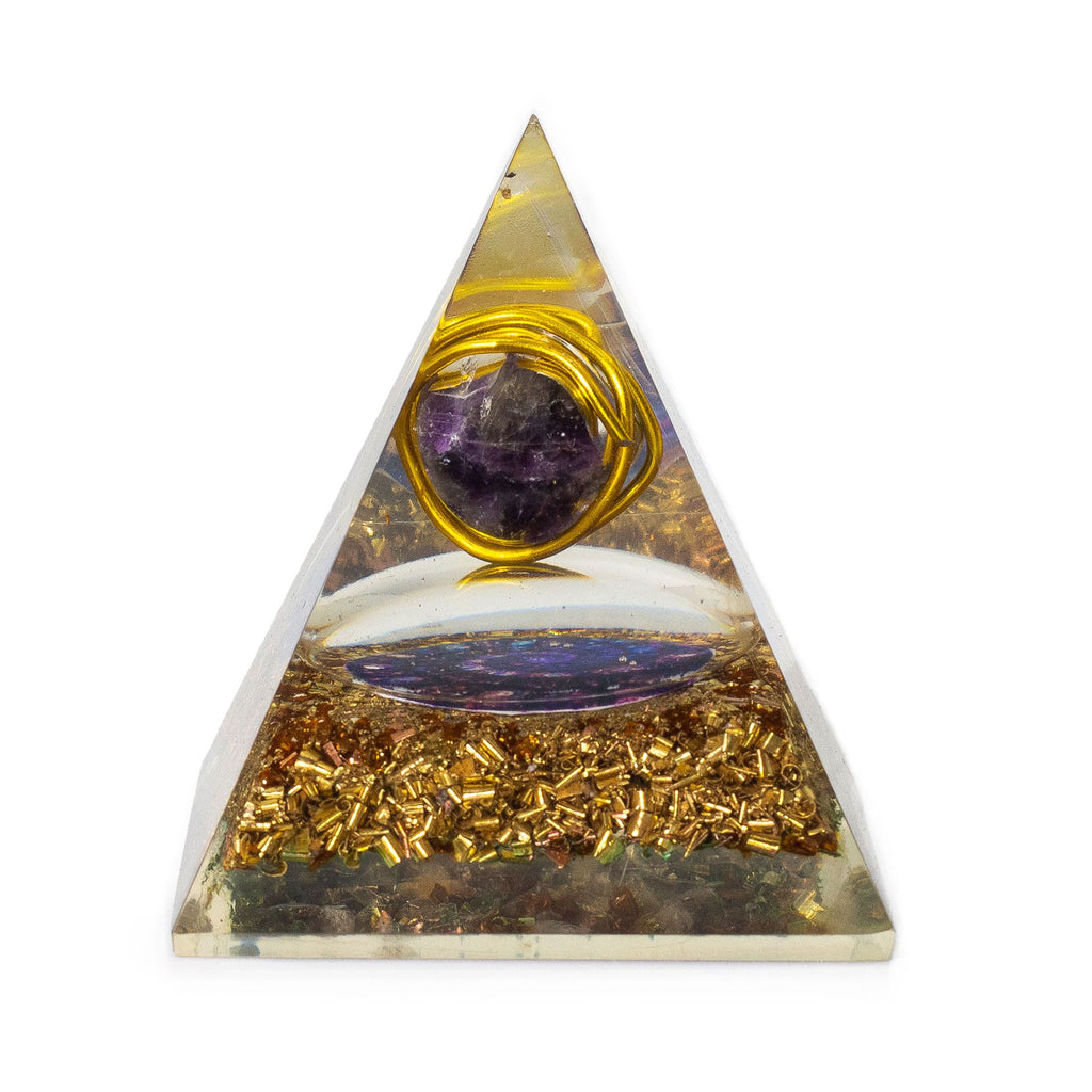 Med Organite Pyramid 7x6cm Amethyst with Copper Chips for Harmony