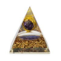 Medium Organite Pyramid 7x6cm - Wrapped Amythist - Copper Chips