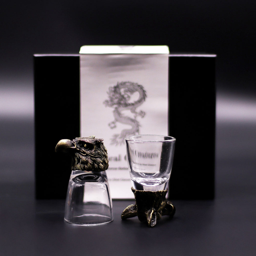 Gift Set of 6 Wild Forest Creatures Shot Glasses in Antique Bronze
