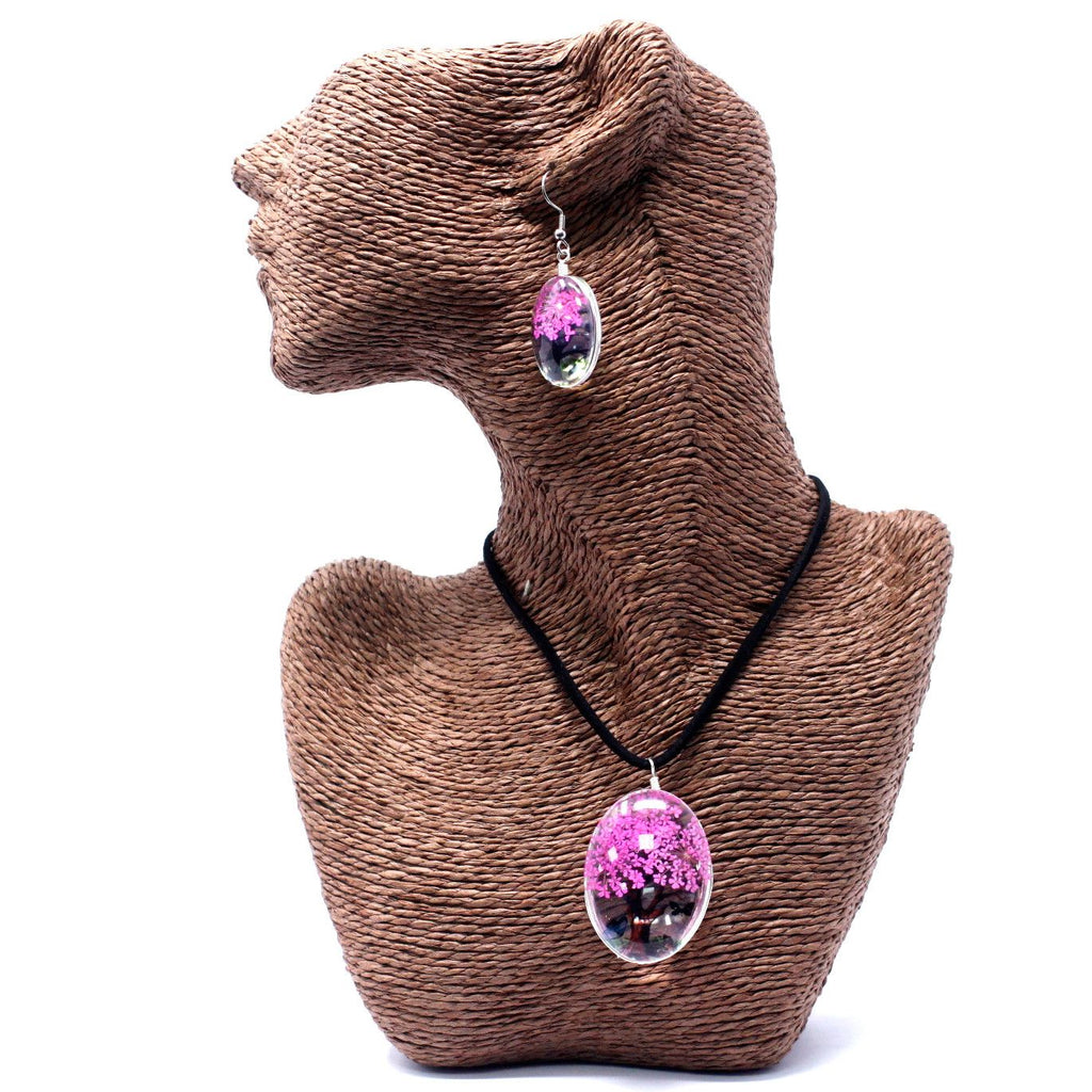 Pressed Flowers Tree of Life Set in Bright Pink for Nature Lovers
