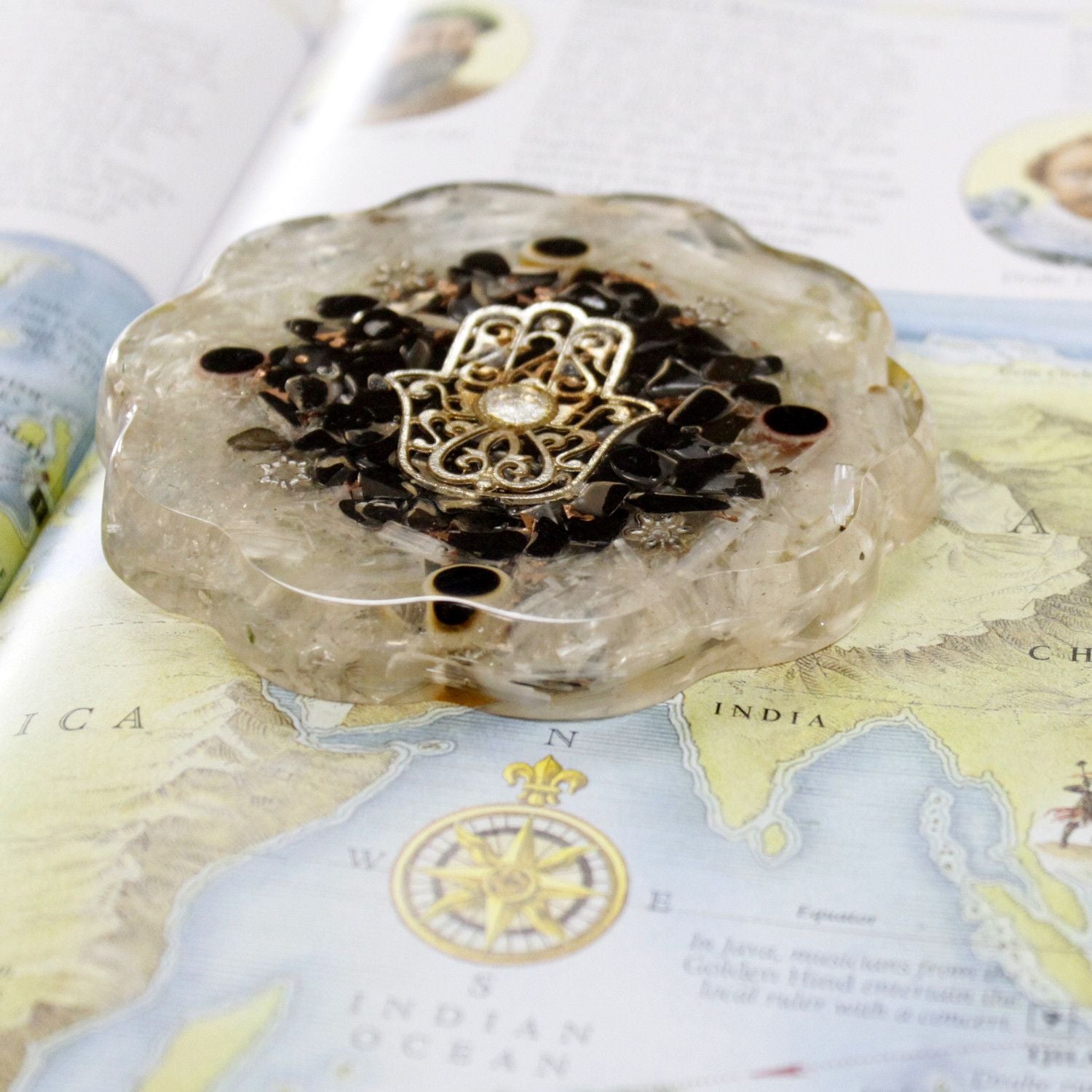 Orgonite Desk Power Packs - Hamsa with Sellonite - Medium