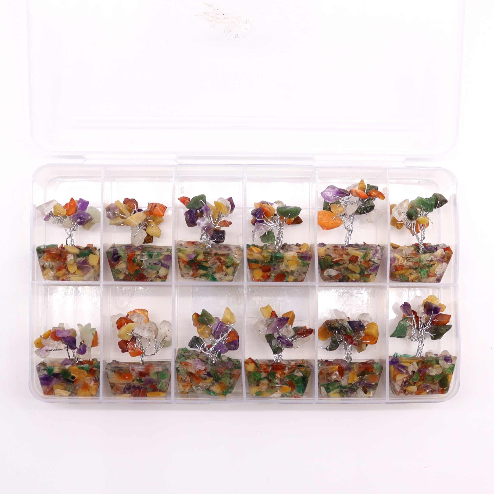 Mini Gemstone Tree on Orgonite Base with 15 Beautiful Stones