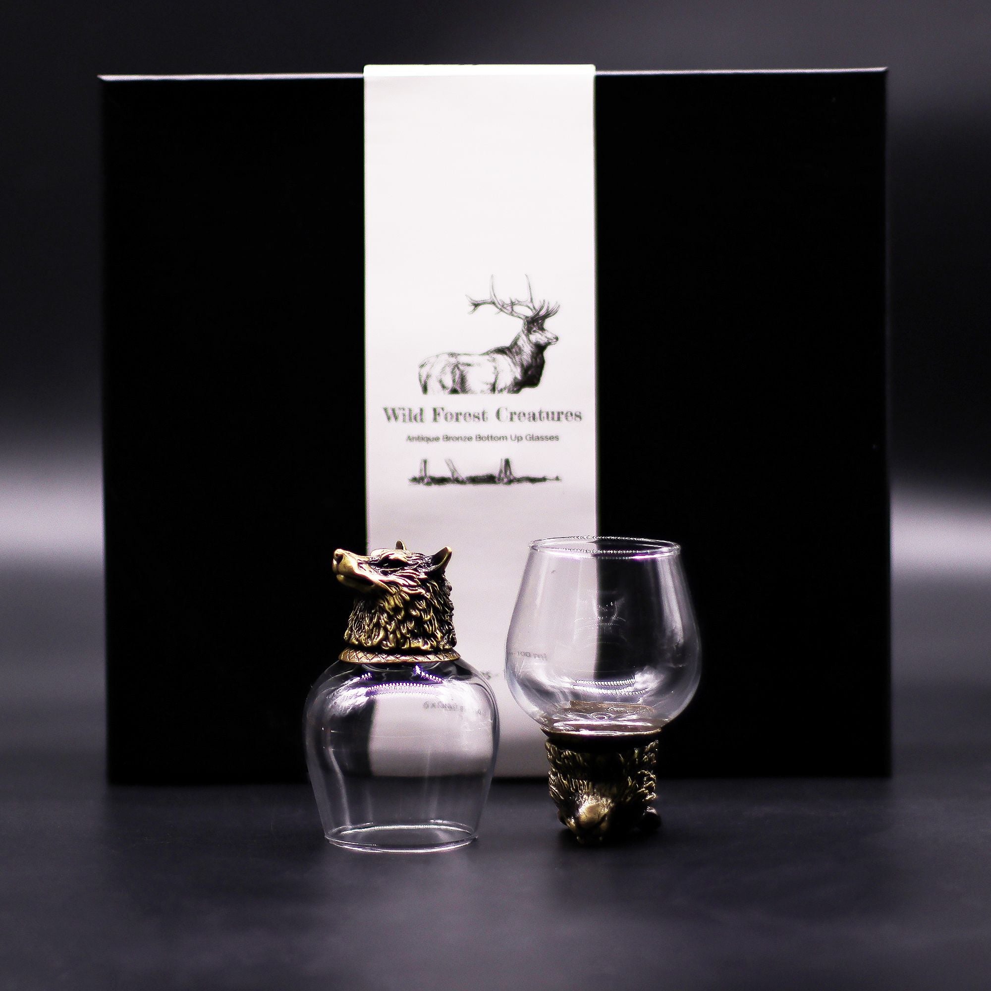 Gift Set of 6 Wild Forest Creatures Glasses in Antique Bronze
