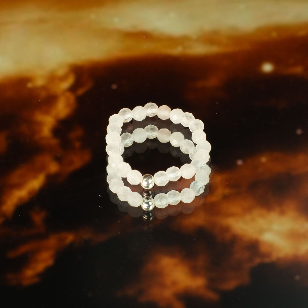 Nymph Spirit Gemstone Ring Set Love & Flame with Rose Quartz