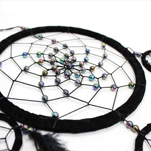 Bali Dreamcatchers Large Round Black White Red for Sweet Dreams