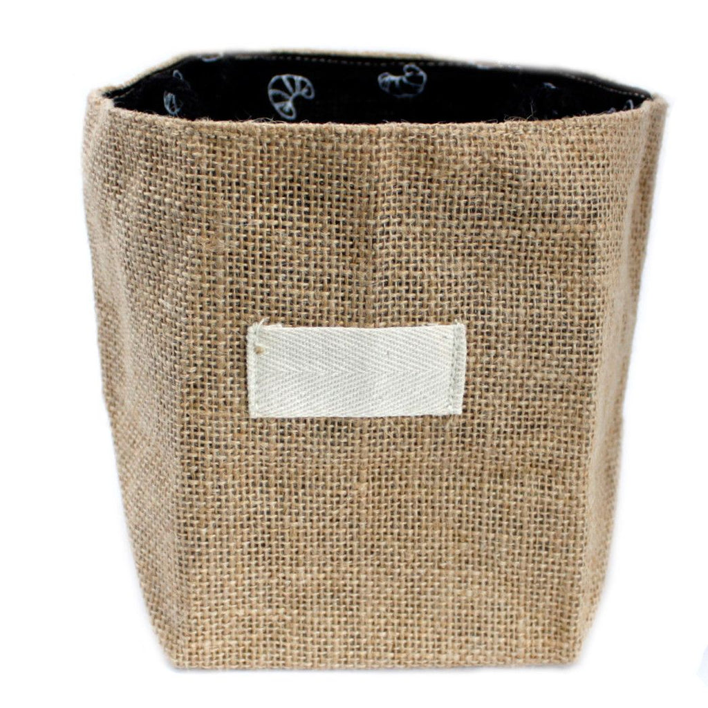Large Natural Jute Cotton Gift Bag with Black Lining for Gifting