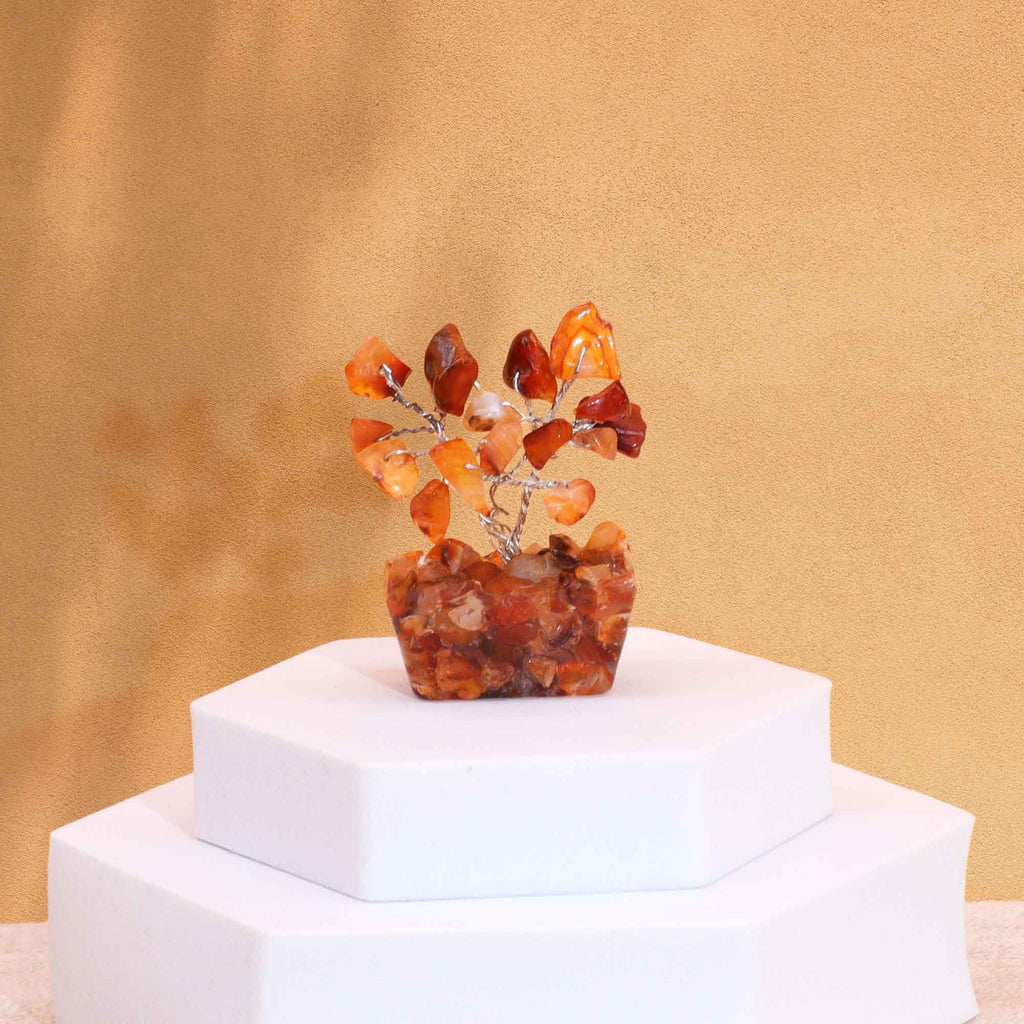Mini Gemstone Tree on Orgonite Base with 15 Carnelian Stones