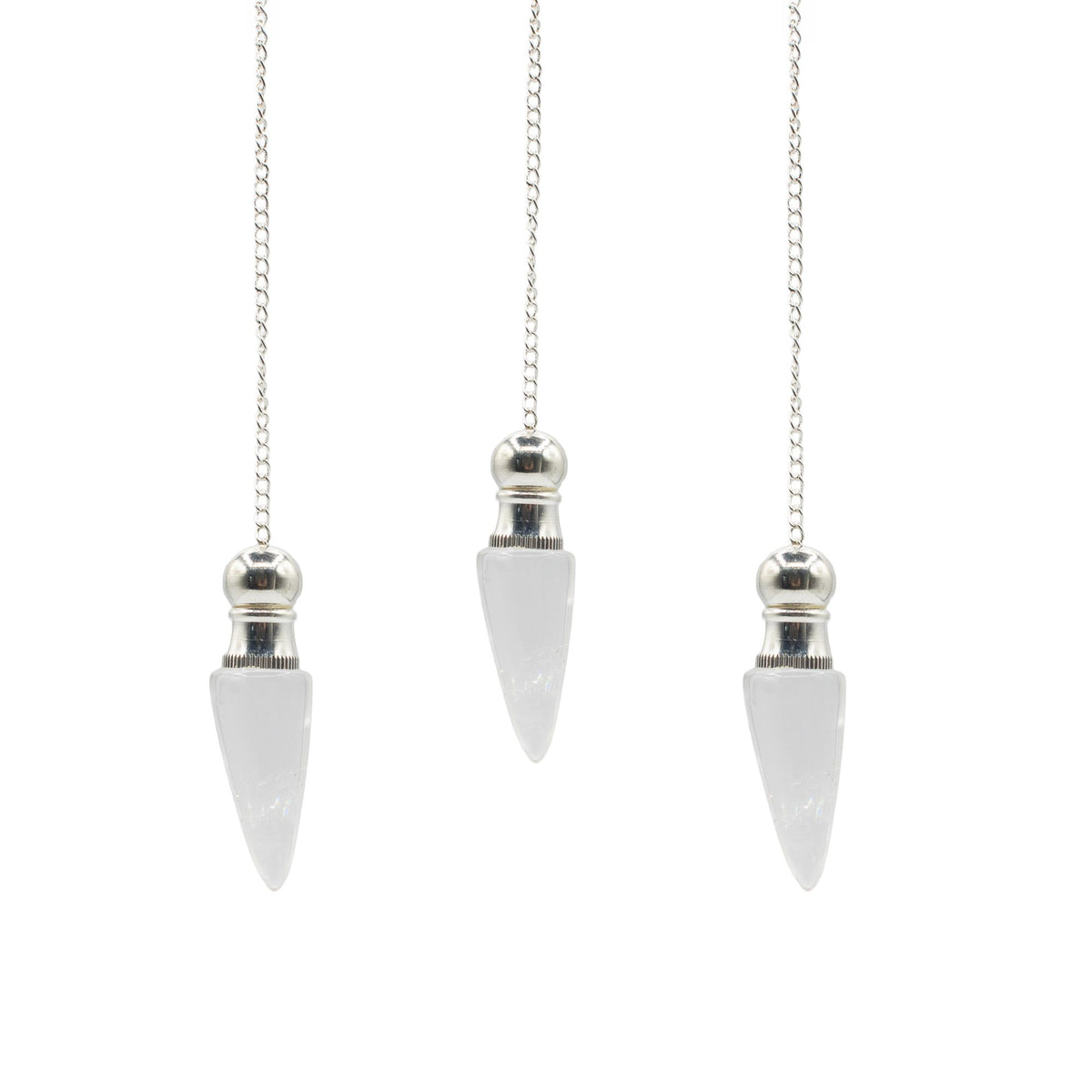 Secret Cavity Discovery of Truth Pendulum - Clear Quartz - Silver Plated