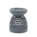 Classic Grey Oil Burner with Moroccan Cutout Design for Aromatherapy