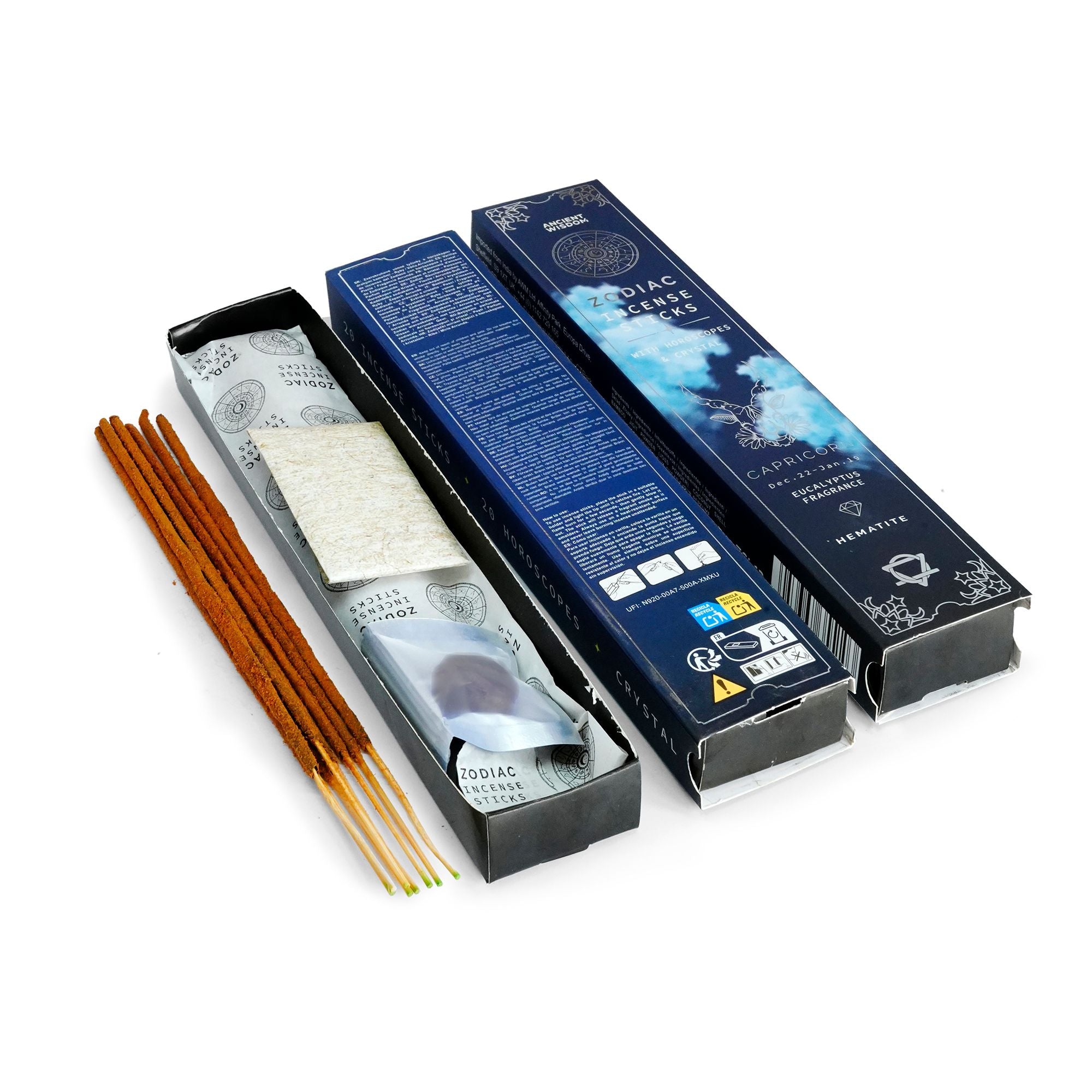 Eucalyptus Zodiac Gemstone Crystal Incense Set for Capricorn