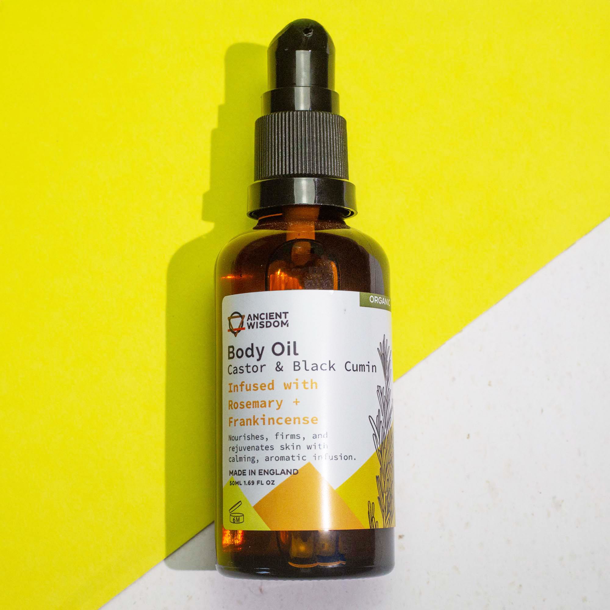 Organic Body Oil 50ml Rosemary & Frankincense for Skin Nourishment