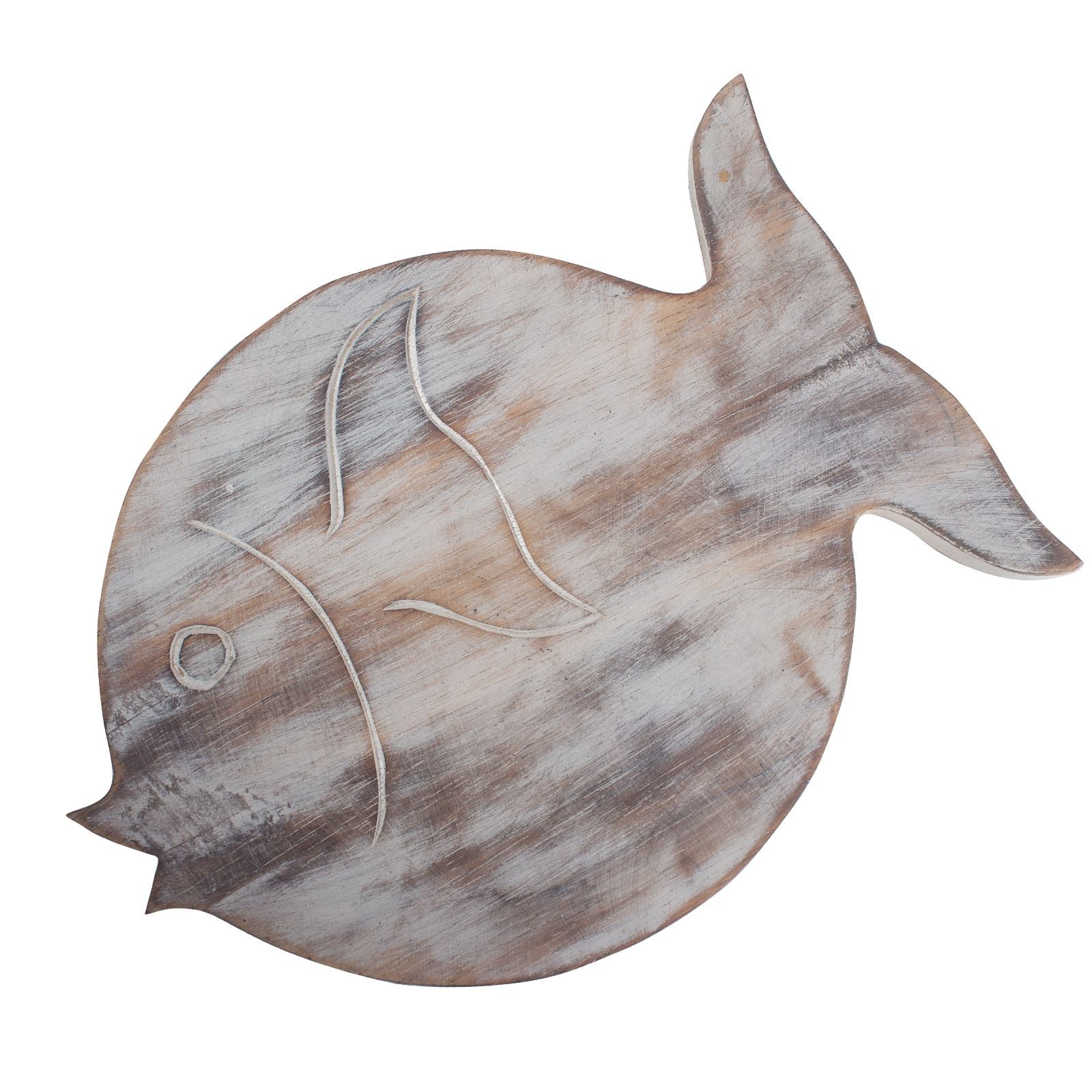 Albasia Wood Fish Stand in Whitewash for Stylish Plant Display