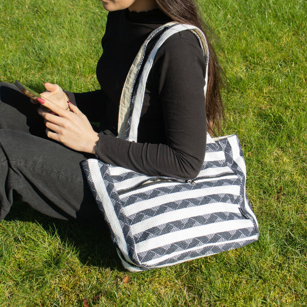 Nomad Sari Jacquard Natural Wander Muse Bags Stylish Tote Bag