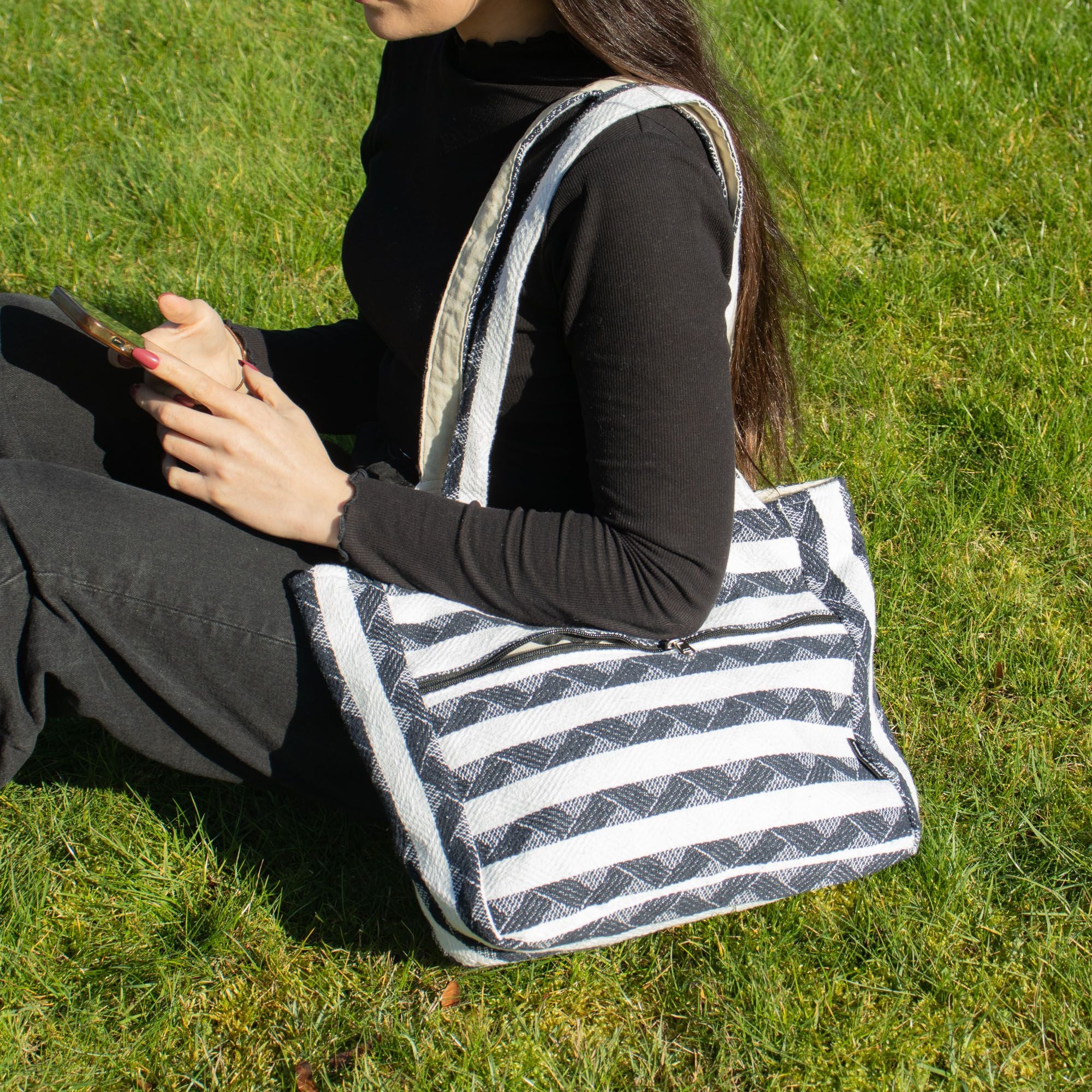 Nomad Sari Jacquard Natural Wander Muse Bags Stylish Tote Bag