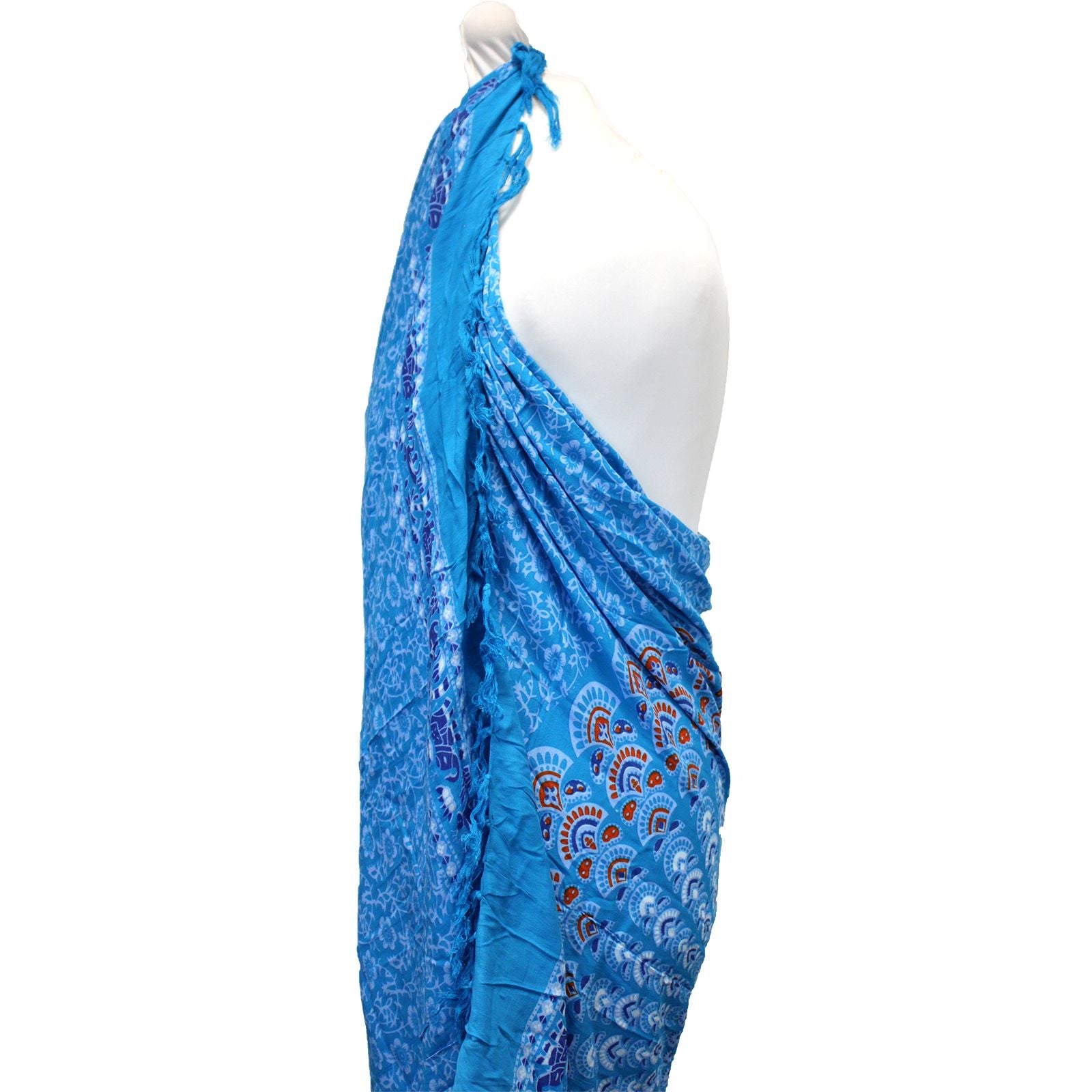 Teal Orange Mandala Sarongs for Stylish Beachwear and Versatile Use
