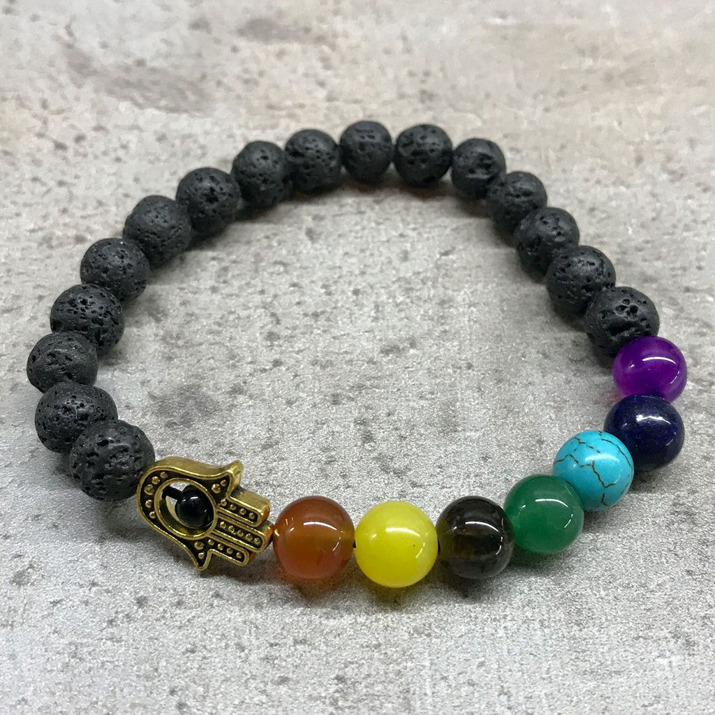 Lava Stone Bracelet Hamsa Chakra for Aromatherapy and Style