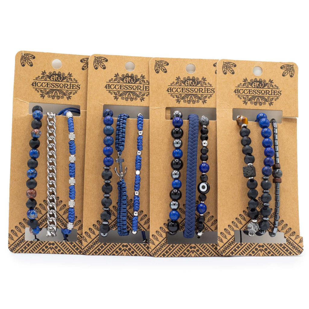 Mens Premium Bracelet Sets in Stylish Blues for Modern Looks