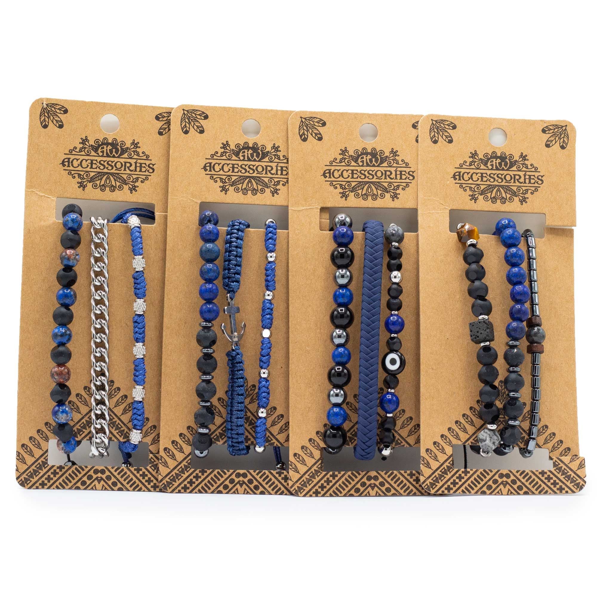 Mens Premium Bracelet Sets in Stylish Blues for Modern Looks