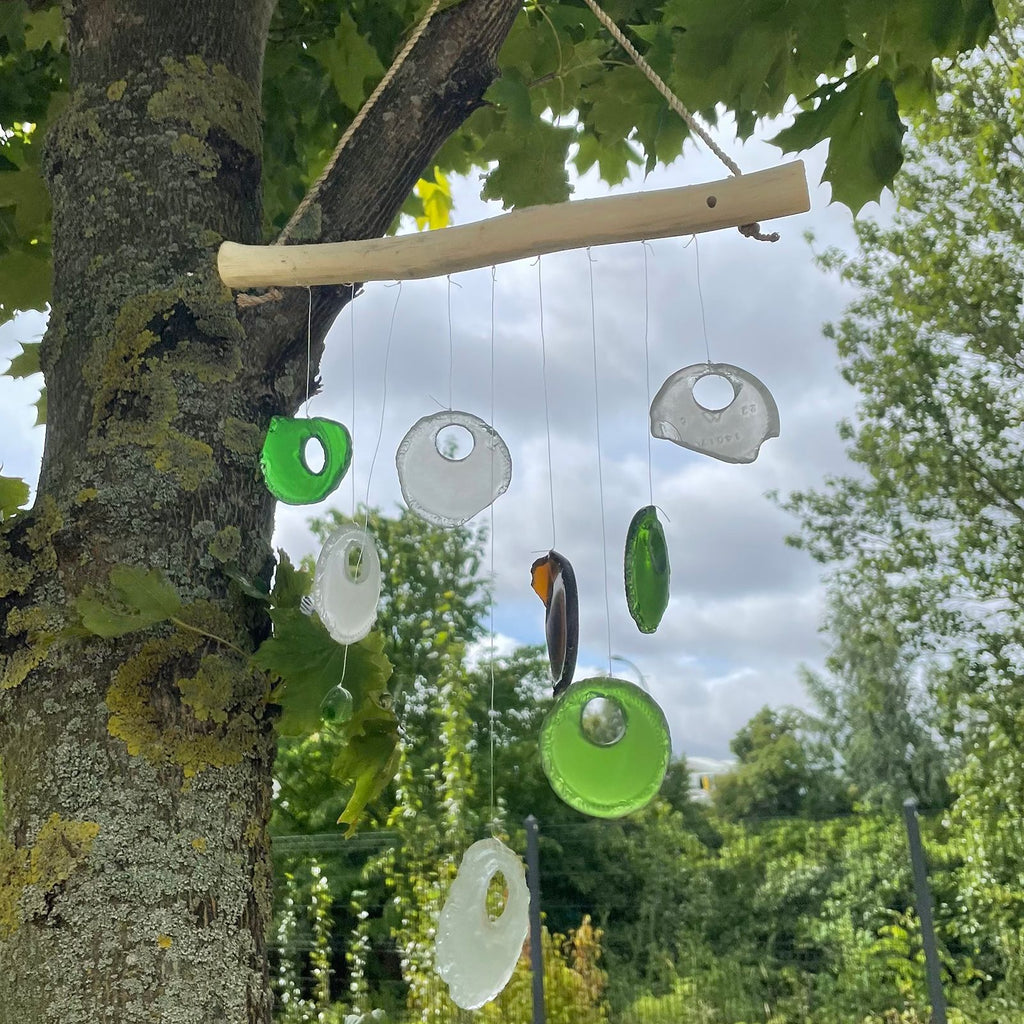 Bottle Bottoms Chime Assorted Recycled Glass Wind Chimes