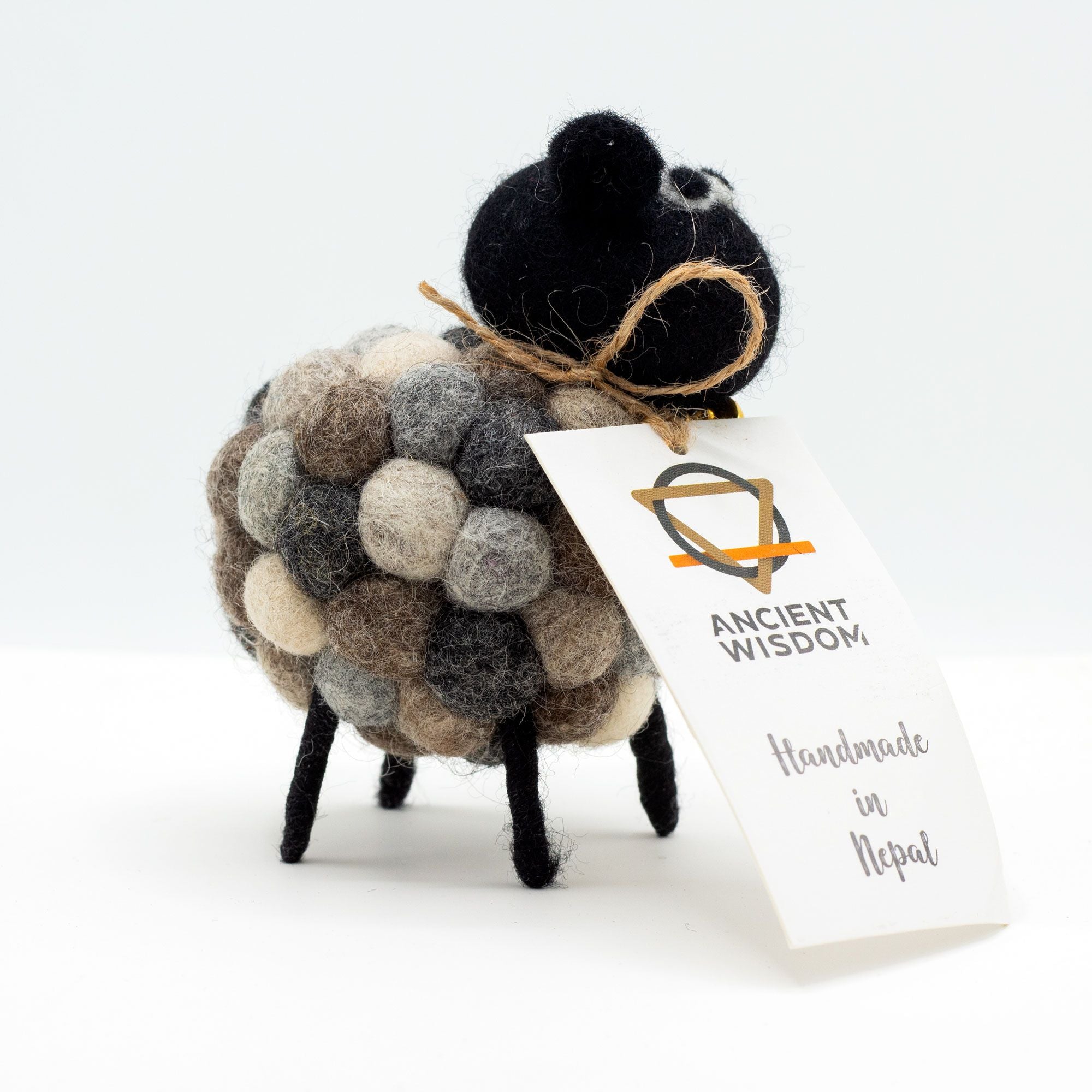 Little Felt Sheep Multi Greys Adorable Rustic Home Decor Piece
