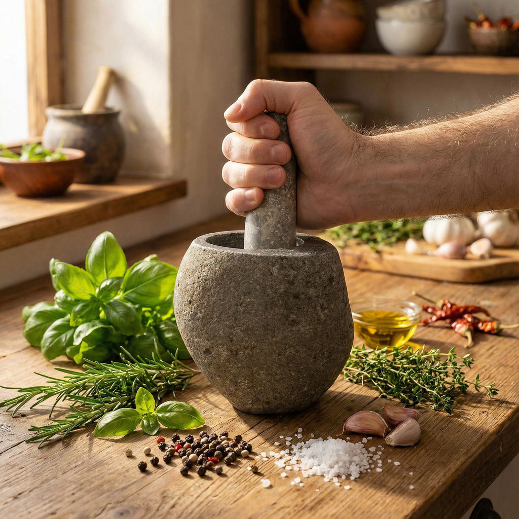 Natural Riverstone Decorative Pestle & Mortar for Stylish Homes