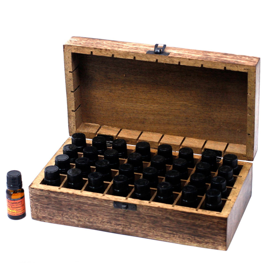 Mango Aromatherapy Box with Floral Design for 32 Essential Oils