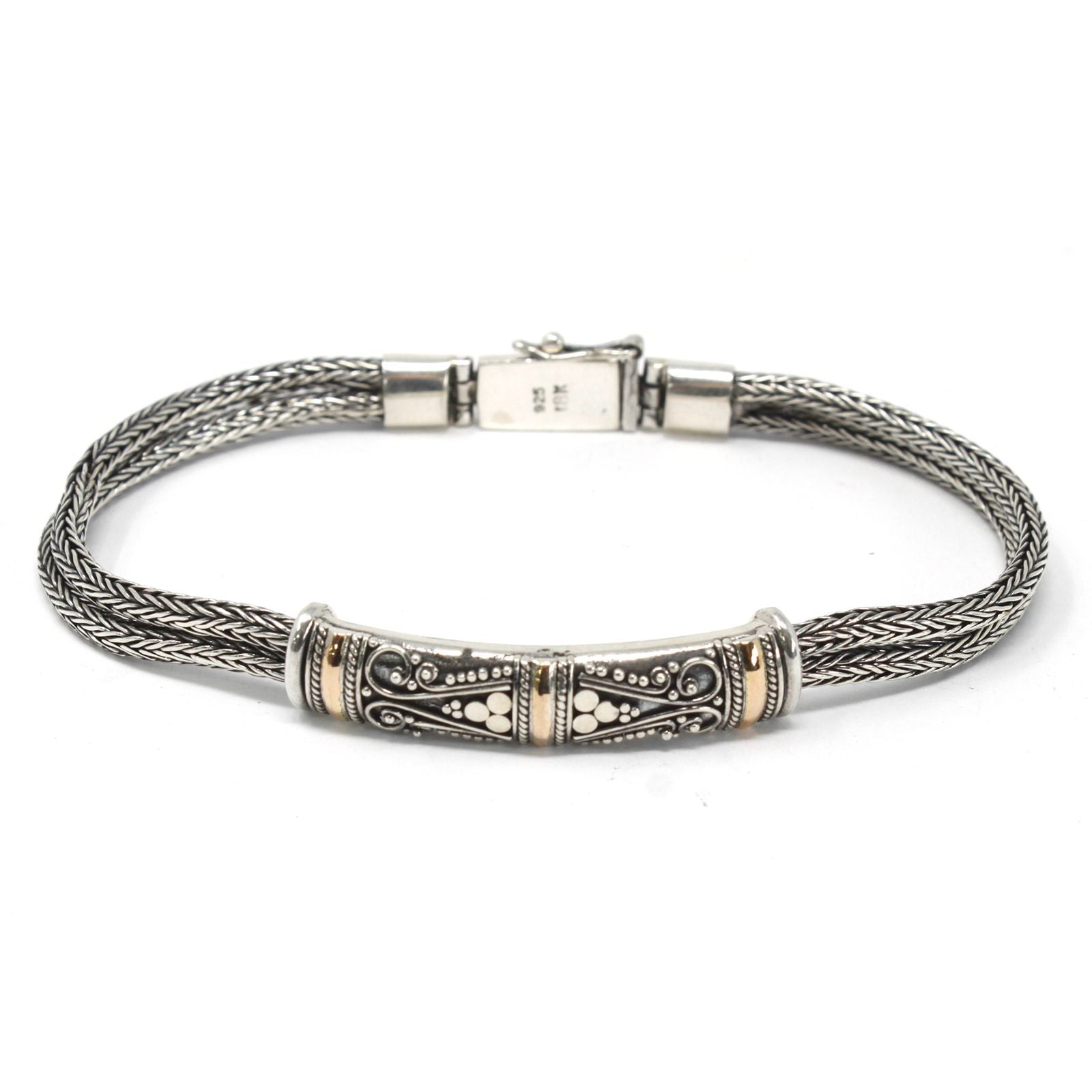 Stylish Silver and Gold Bracelet Unisex Twin Chain for Gifting