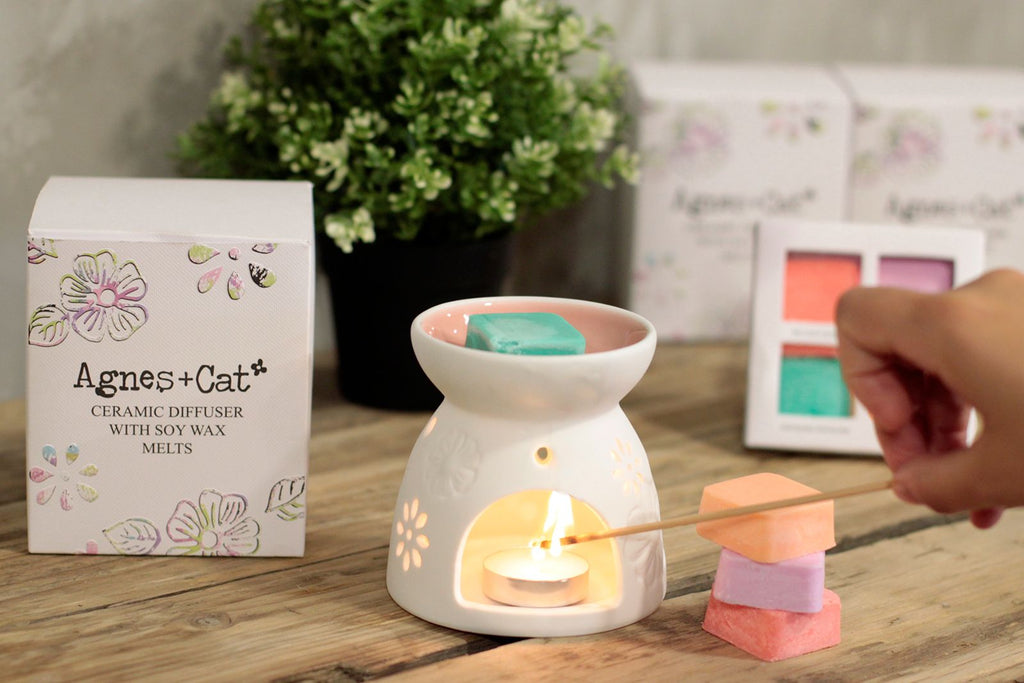 Stylish Wax Melter with Four Soy Wax Melts for Home Fragrance