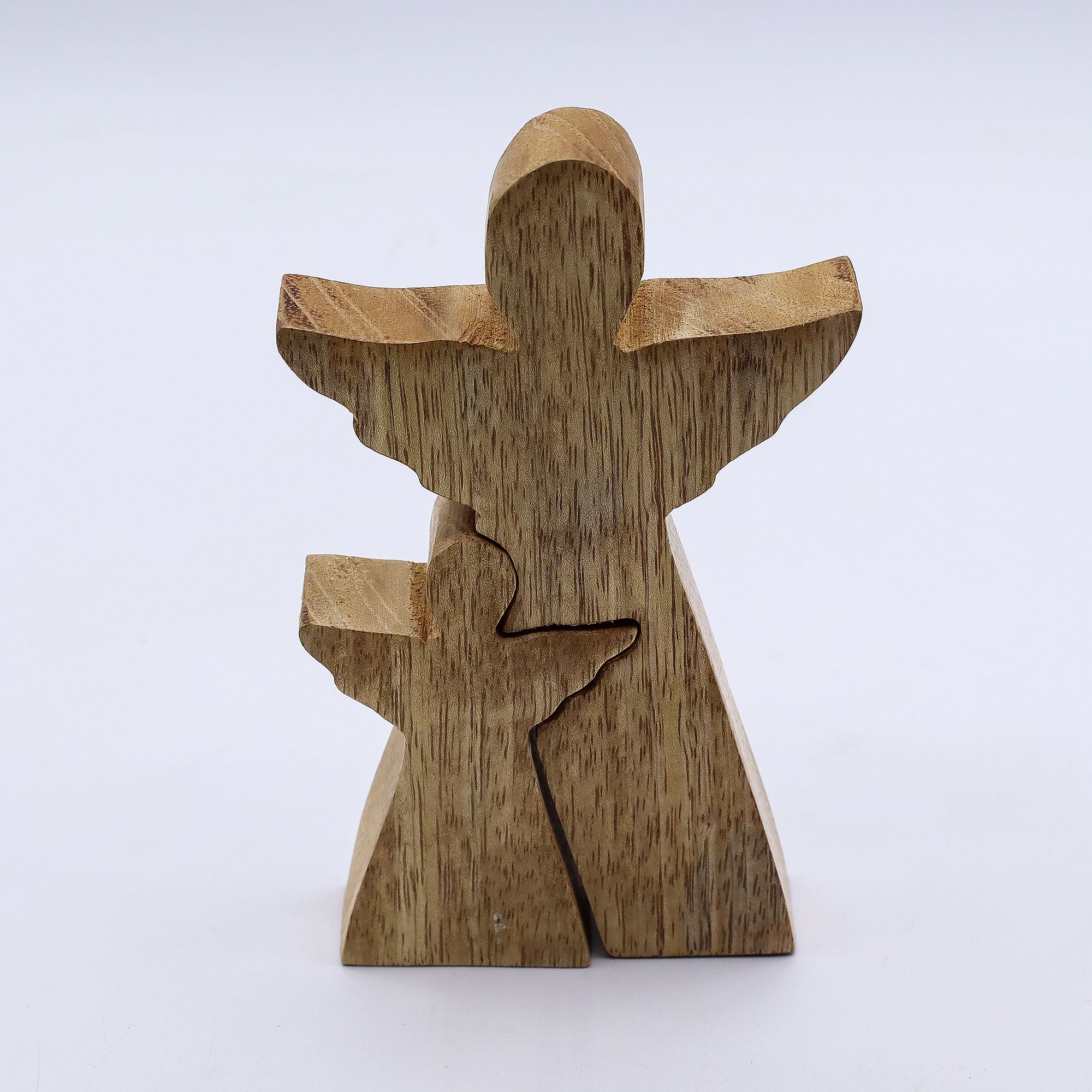 Mango Wood Angel Decorative Accent with White Enamel Finish