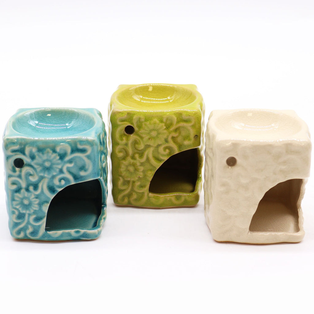 Classic Small Square Floral Oil Burners for Home Fragrance Use
