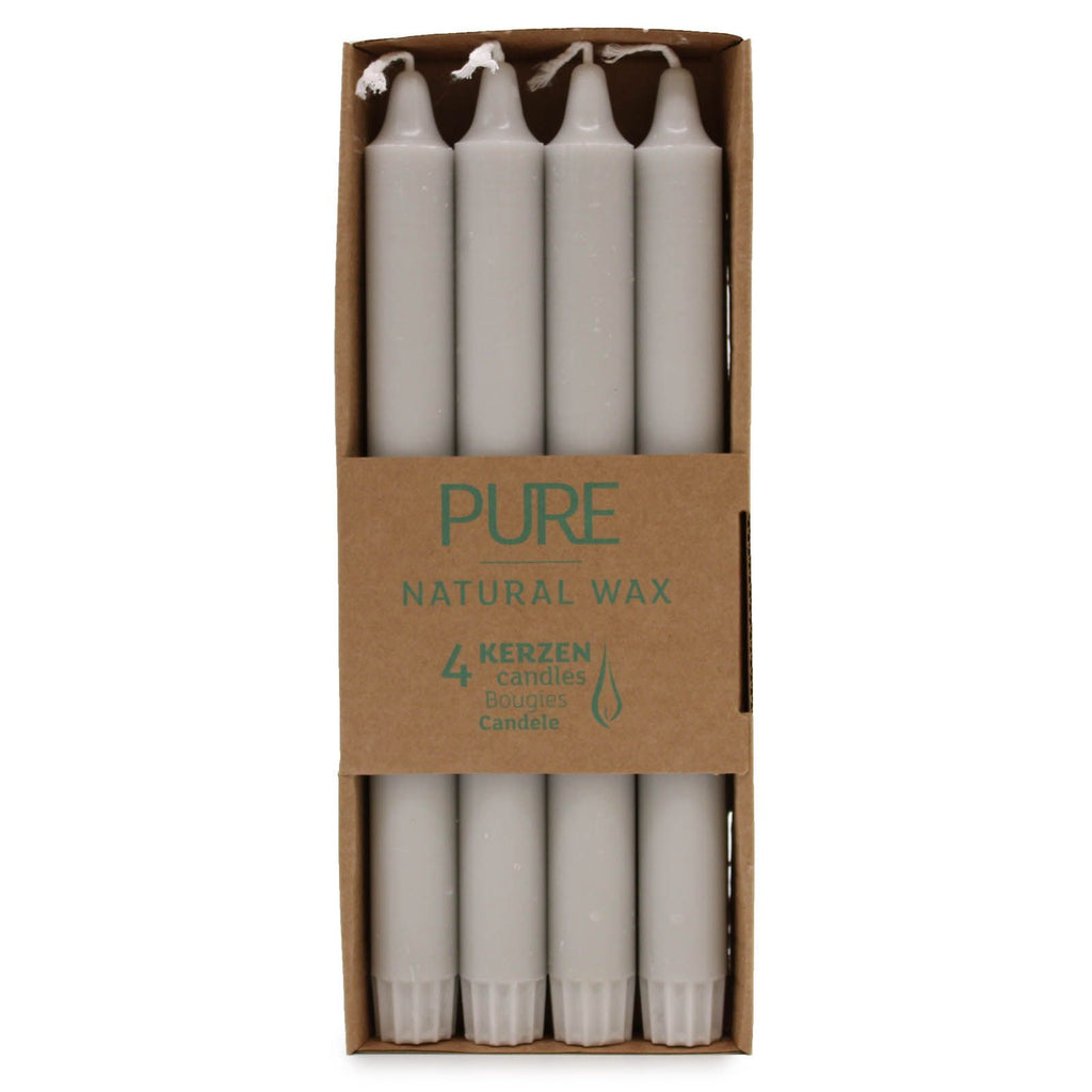 Pure Natural Wax Dinner Candle 25x2.3 in Elegant Silver Grey