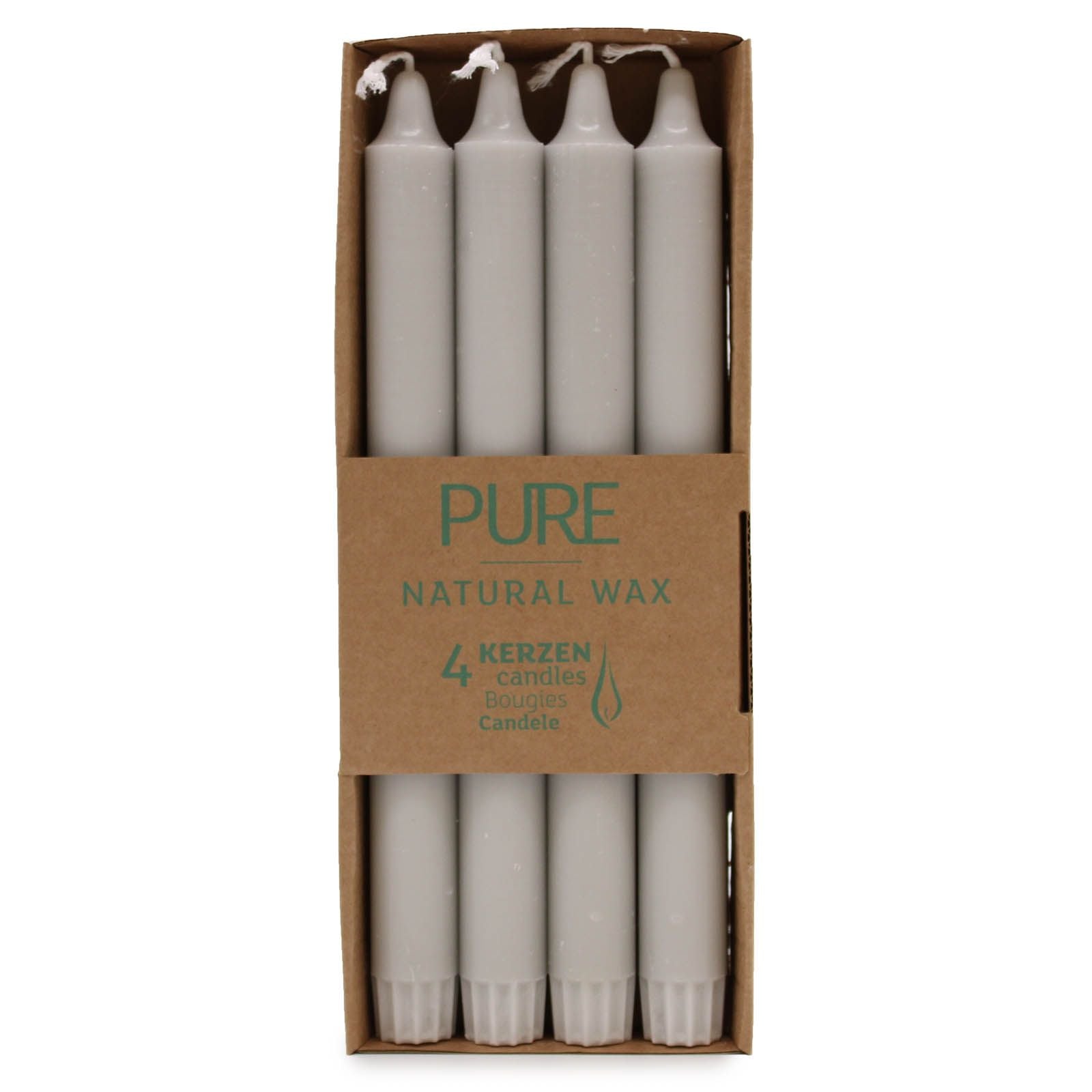 Pure Natural Wax Dinner Candle 25x2.3 in Elegant Silver Grey
