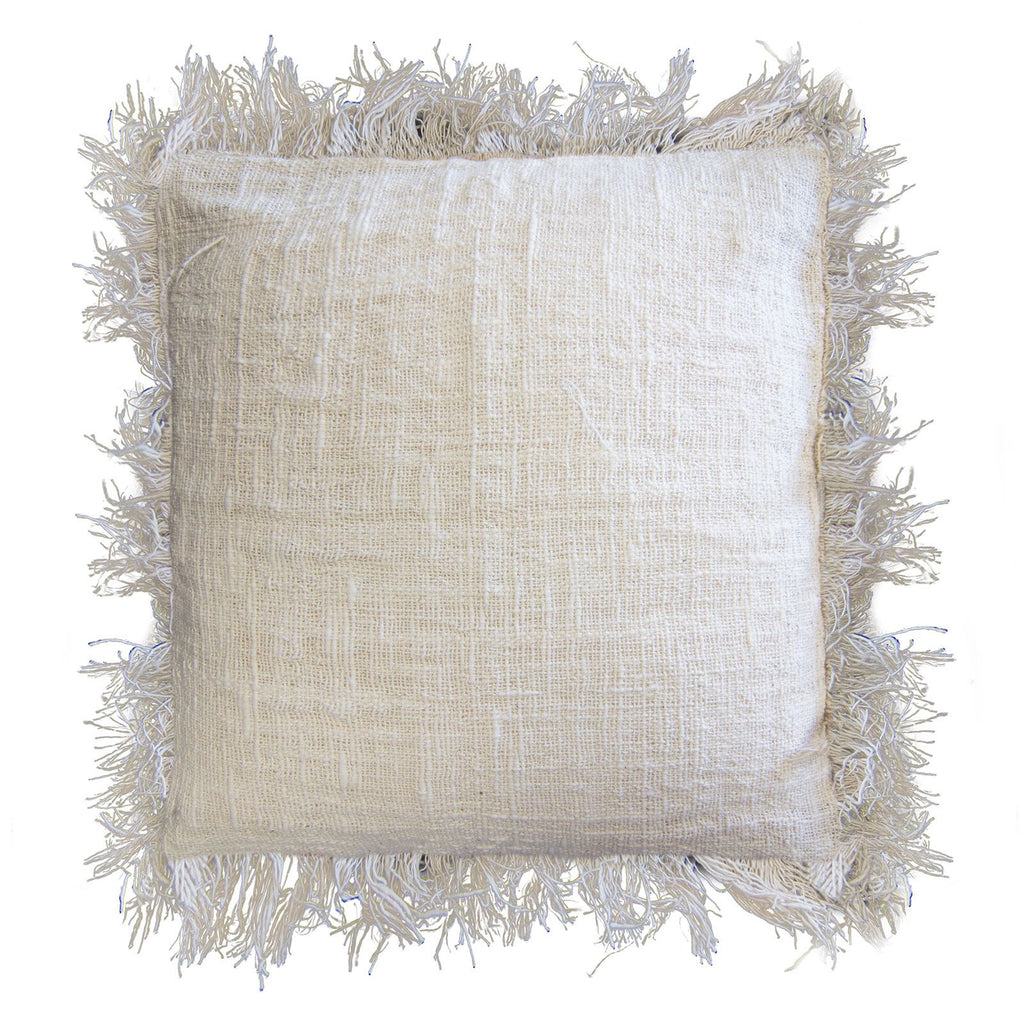Linen Cushion Cover 60x60cm with Fringe for Stylish Home Decor