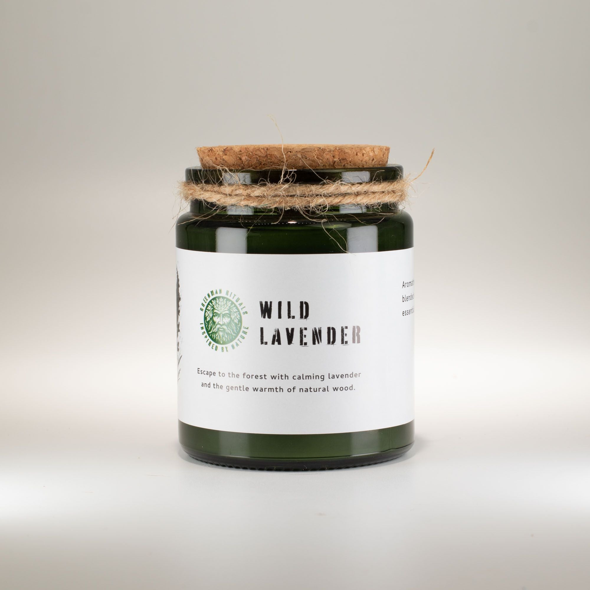 Greenman Woodwick Soy Candle Wild Lavender in Green Glass Jar