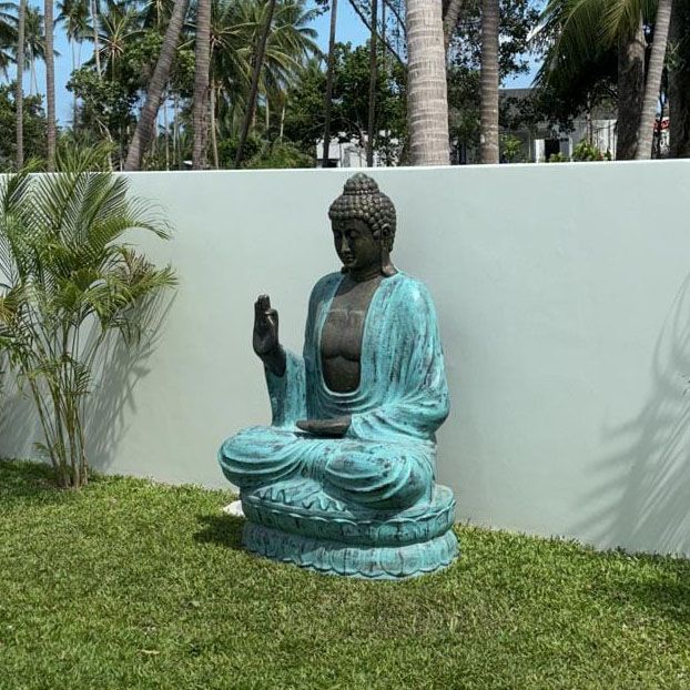 Large Turquoise Stone Buddha Teaching on Lotus Giant Statue