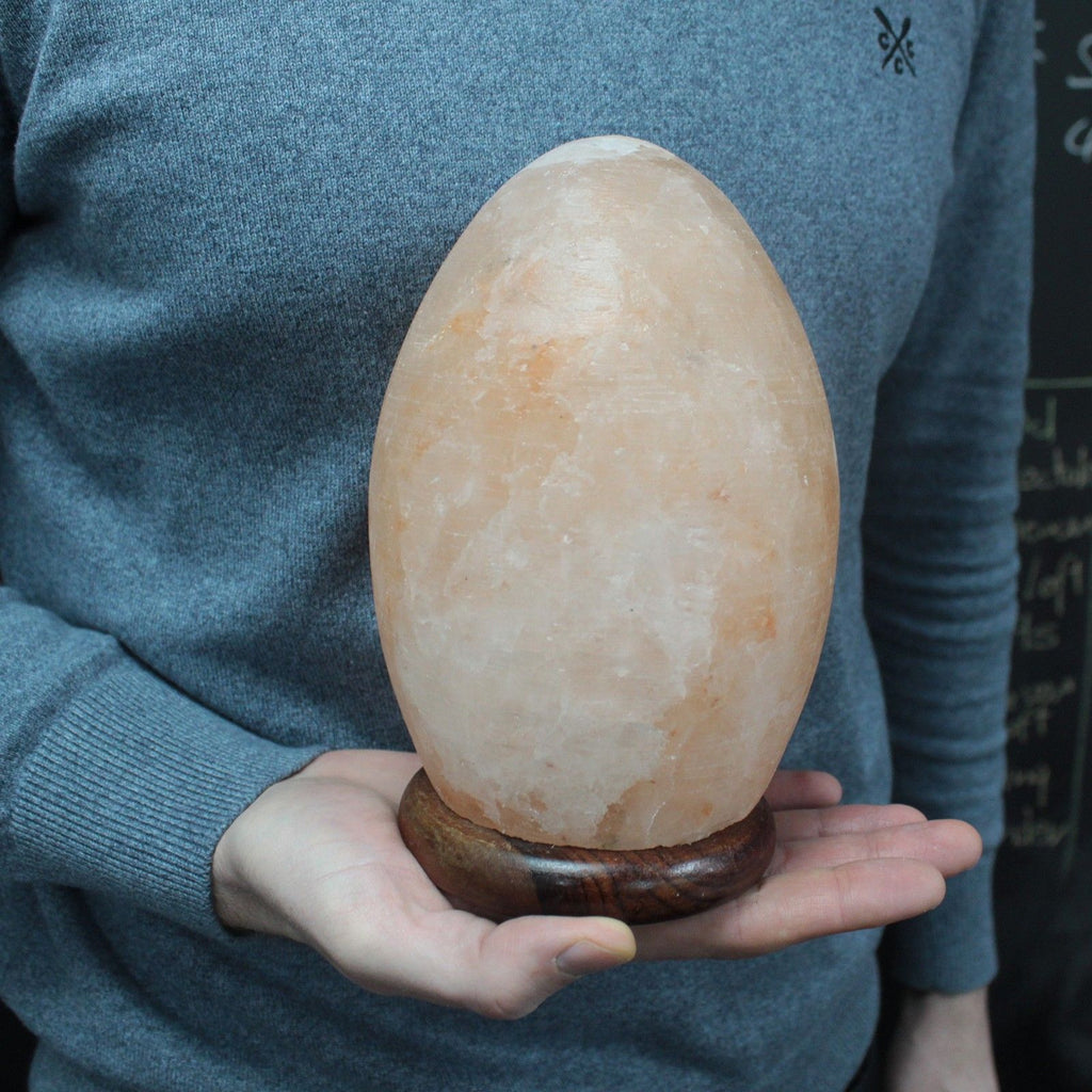 Himalayan Salt Lamp Egg with Wooden Base for Unique Home Decor