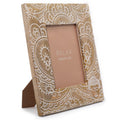 Large Mango Wood Picture Frame with Buddha Design in White Finish