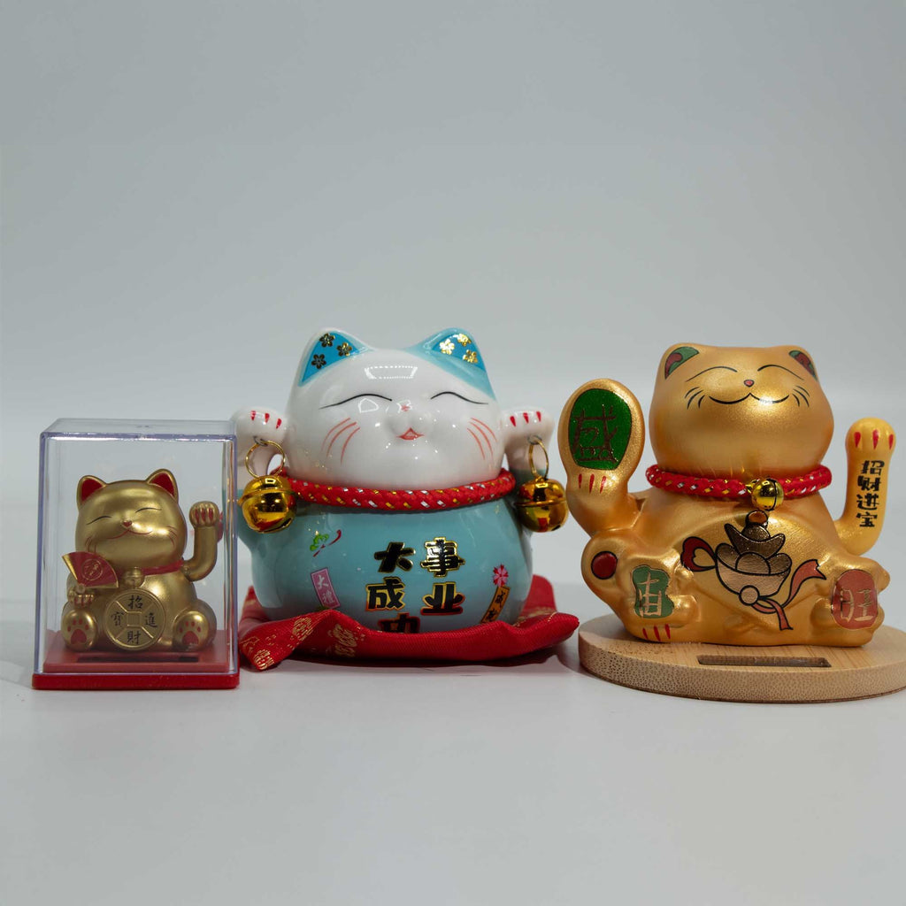 Mini Solar Powered Money Cat in Box Yellow Decorative Accent