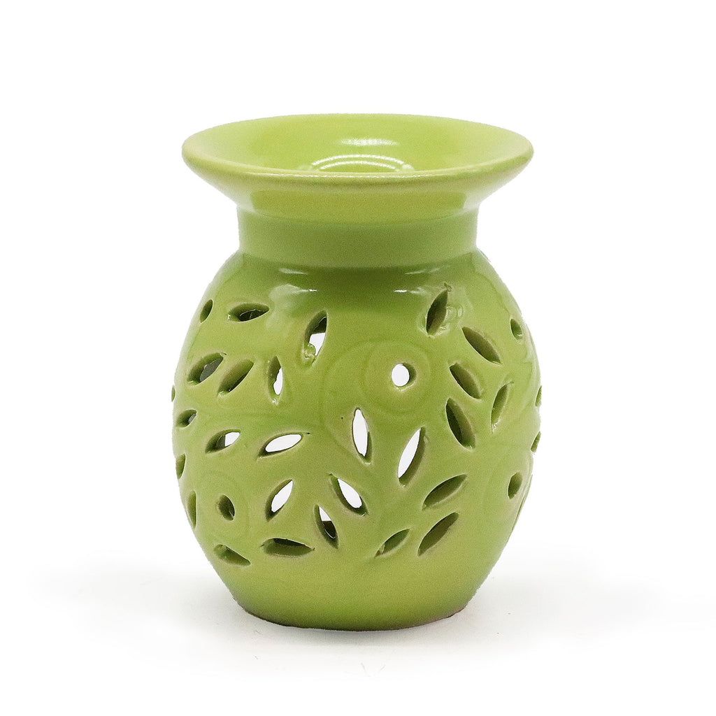 Floral Lime Oil Burner for Inviting Aromatic Home Fragrance