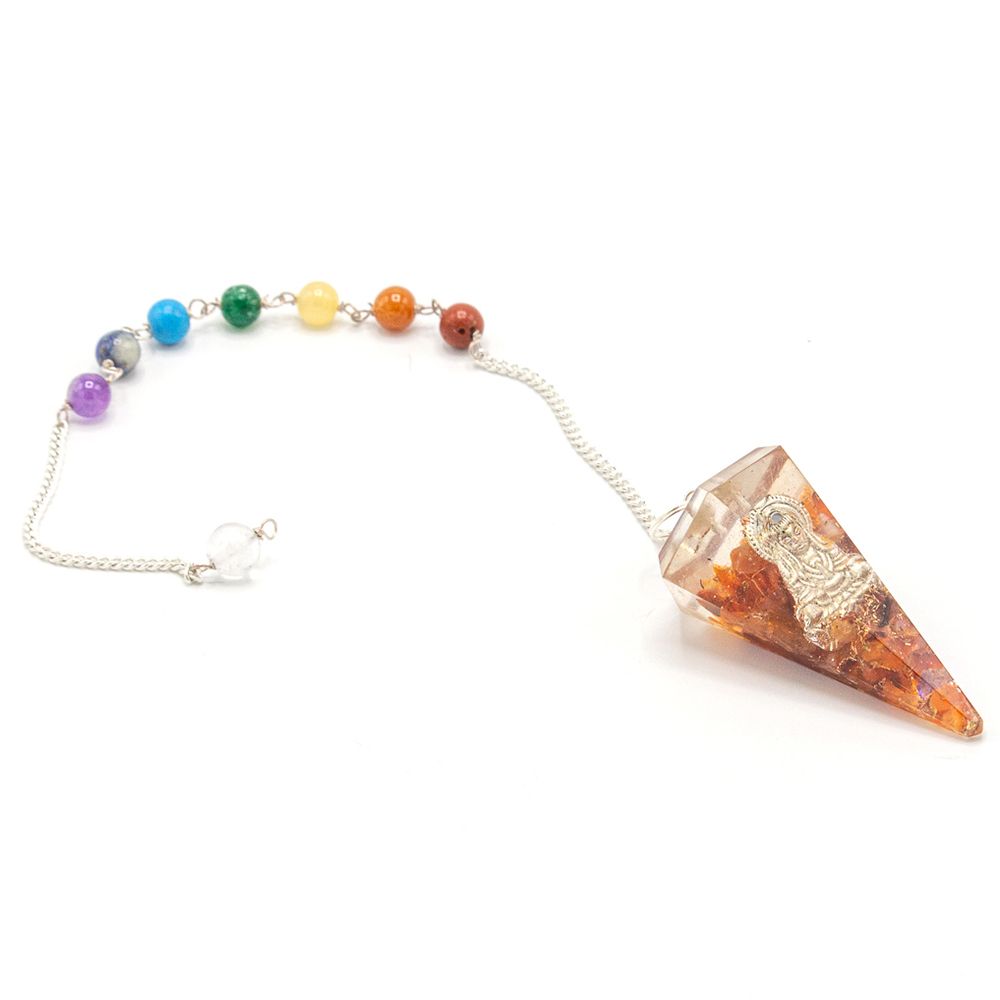 Orgonite Power Chakra Pendulum with Buddha Design for Balance