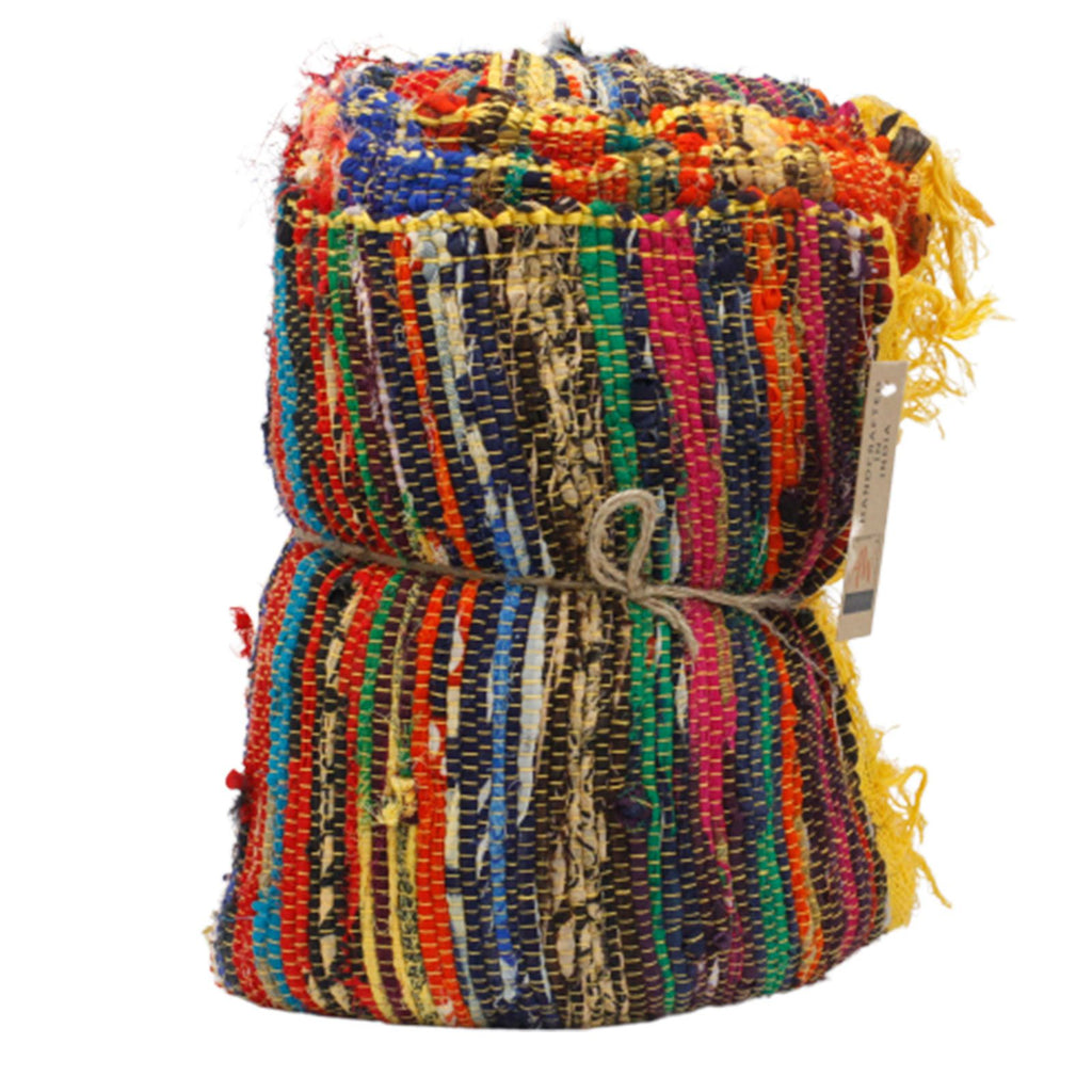 154 x 90cm Luxury Rag Rug in Bright Yellow for Home Decor Styling