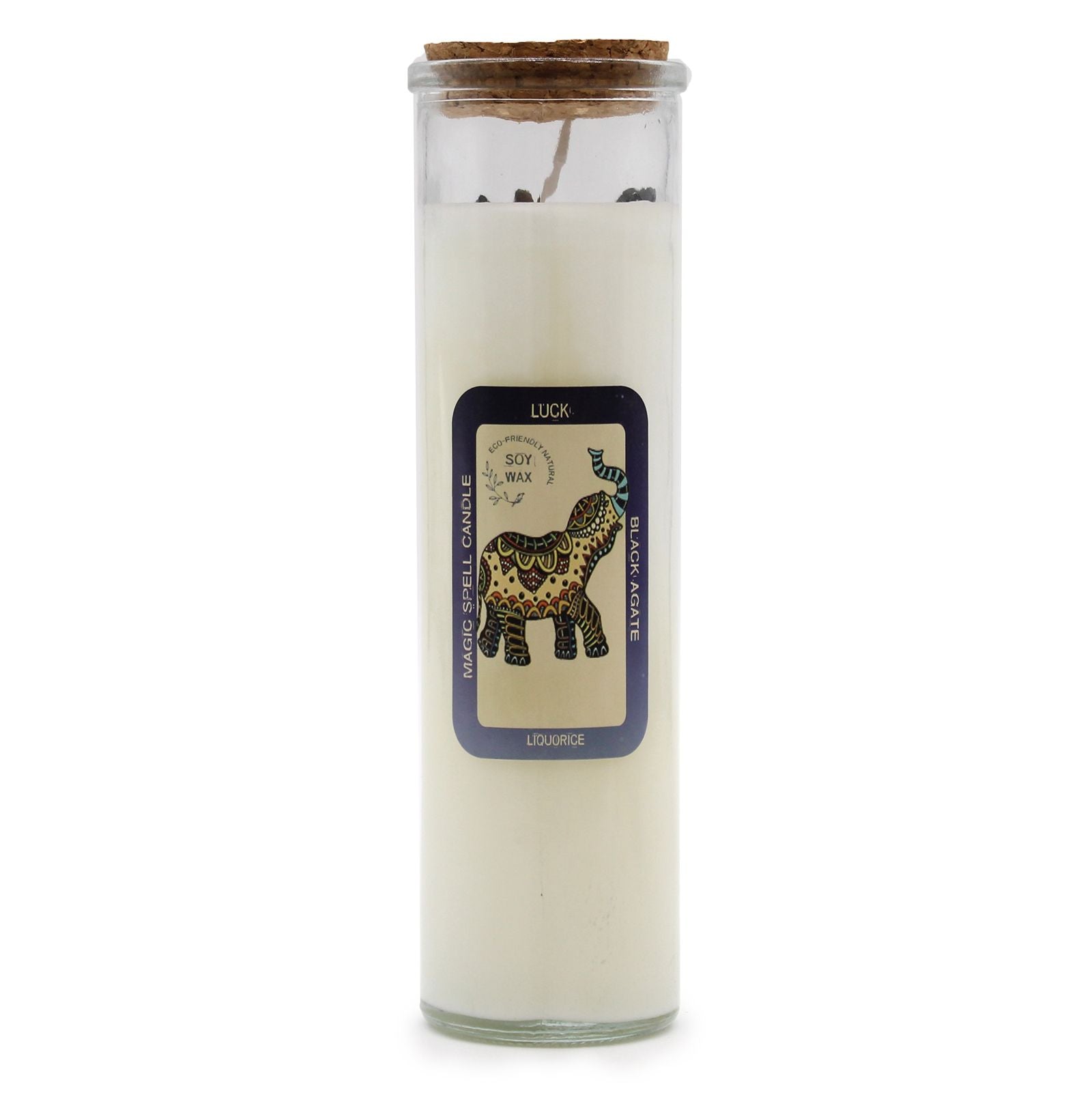 Magic Spell Candle Luck with Black Agate and Liquorice Aroma