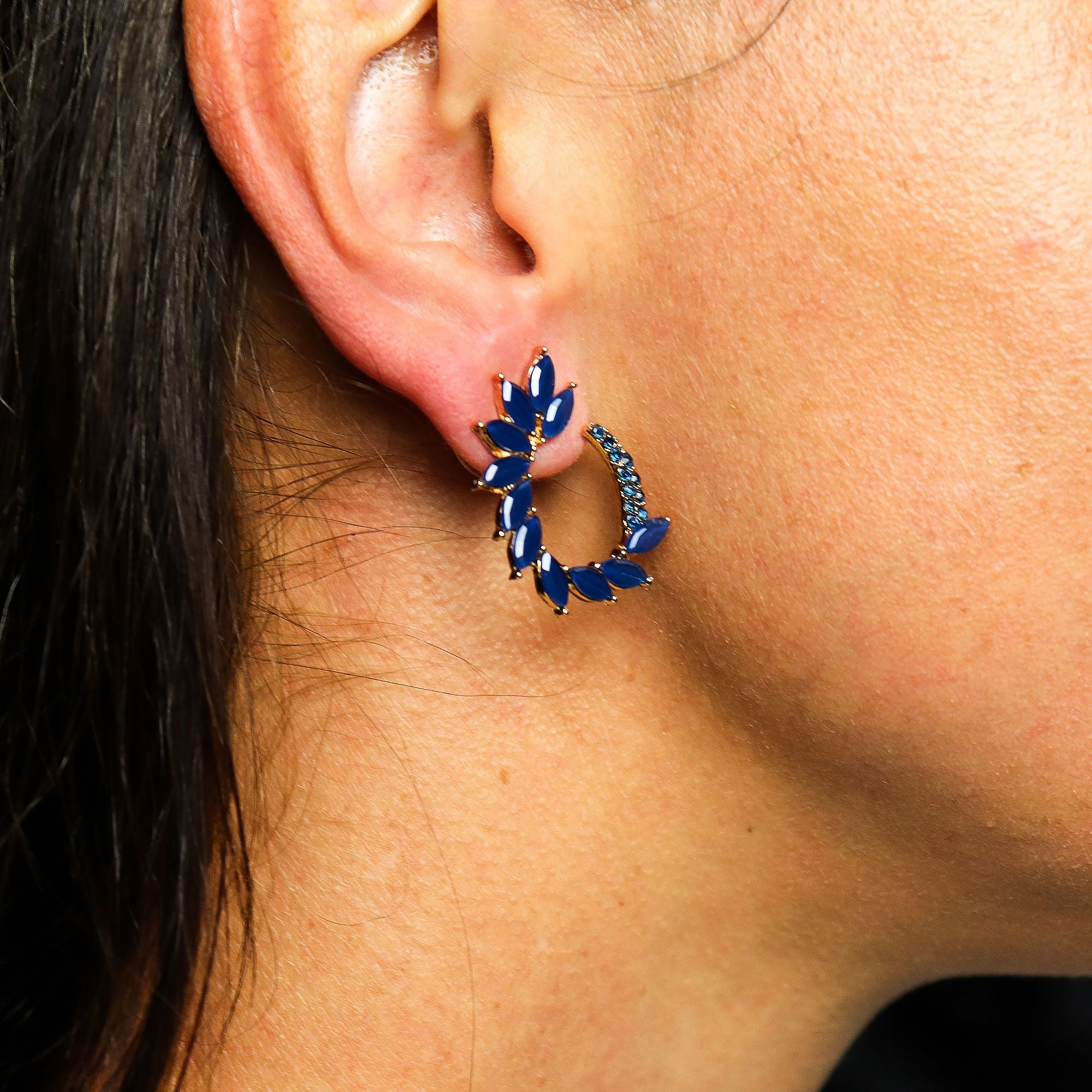 Royal Blue Vintage Glass Loop Earrings for Elegant Style and Gifts