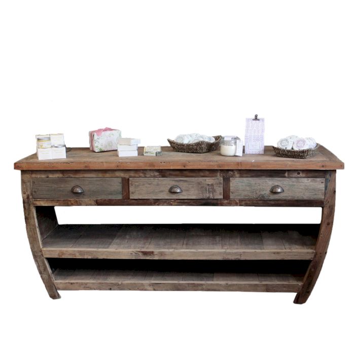 Centerpiece Recycled Wood Table for Stylish Home Storage Solutions